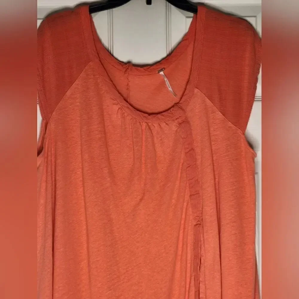 Free People L Coral Coast Keep It Casual Relaxed Fit Flowy ShrtSlv Women T-Shirt